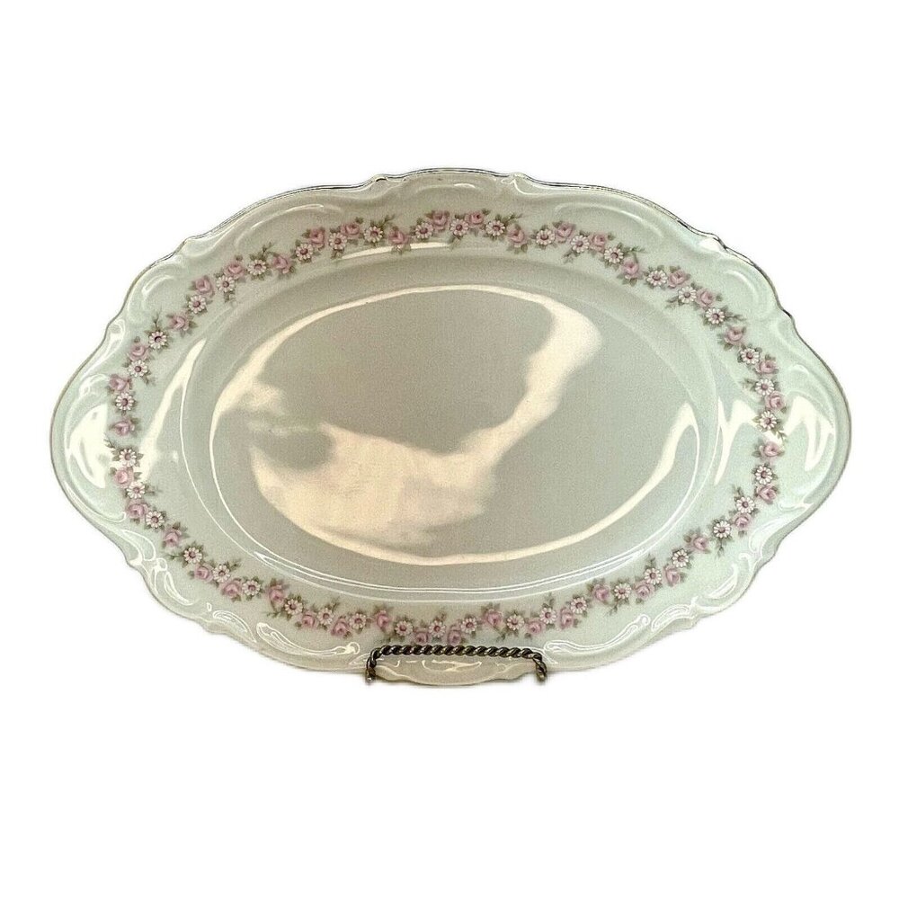 Vintage MITTERTEICH LADY BEATRICE 12.5" Oval Serving Platter Gilded Rims Germany